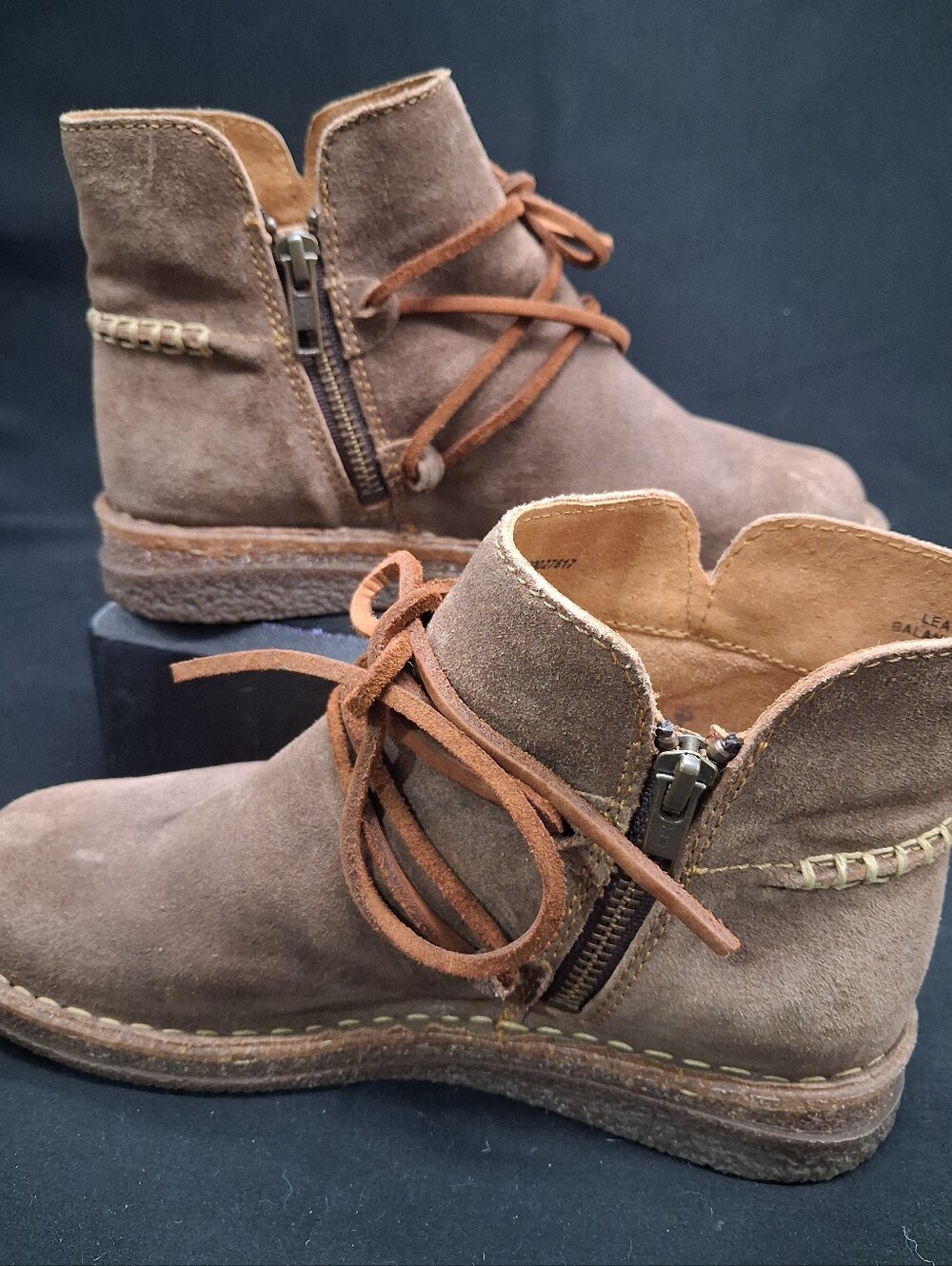 Born Suede Lace-Up Ankle Boots in Brown